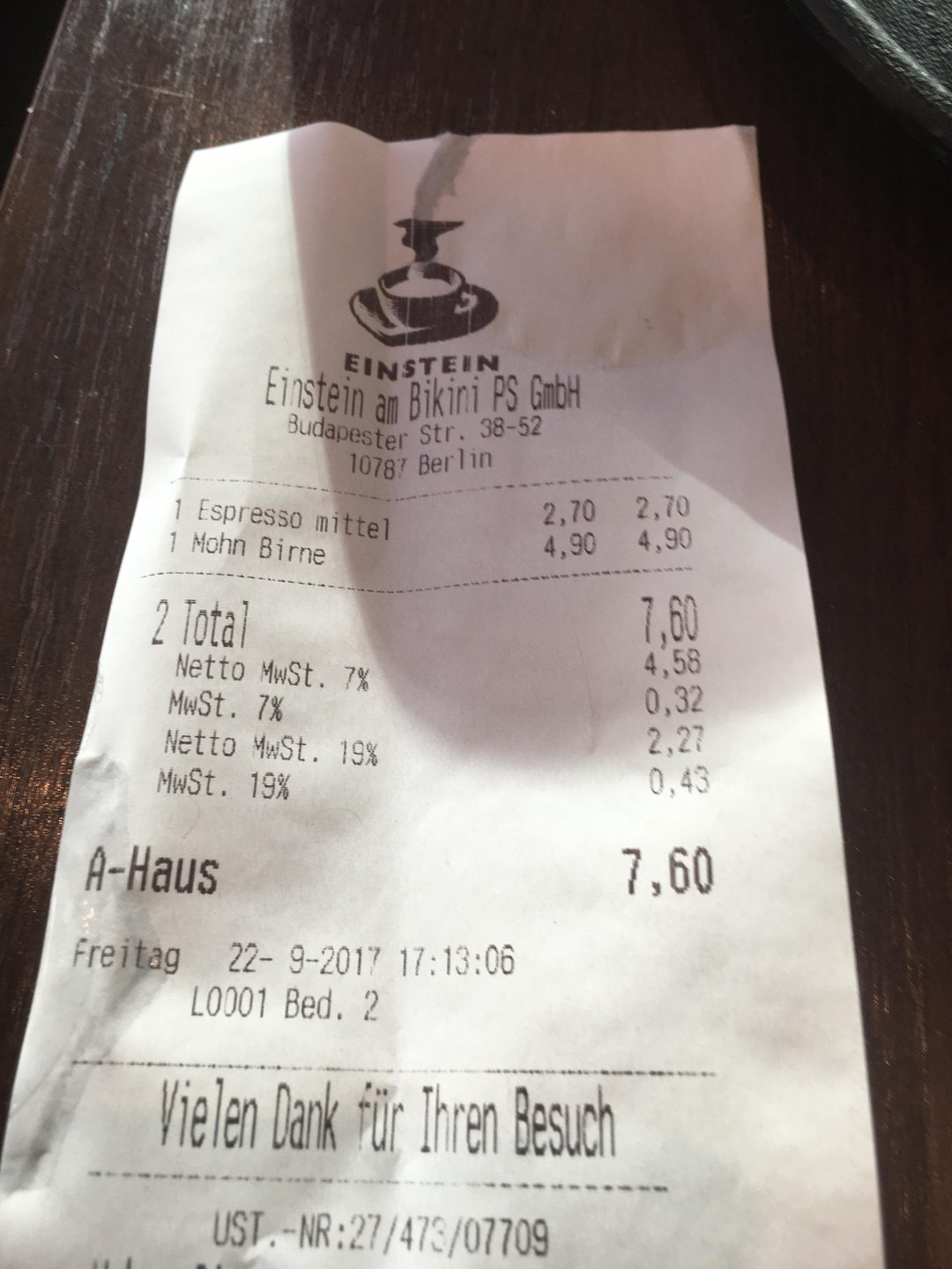 BIll at Cafe Einstein